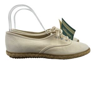 Grasshoppers Espadrille Shoes Womens 7 S Cream Canvas Lace Up Casual Sneakers *